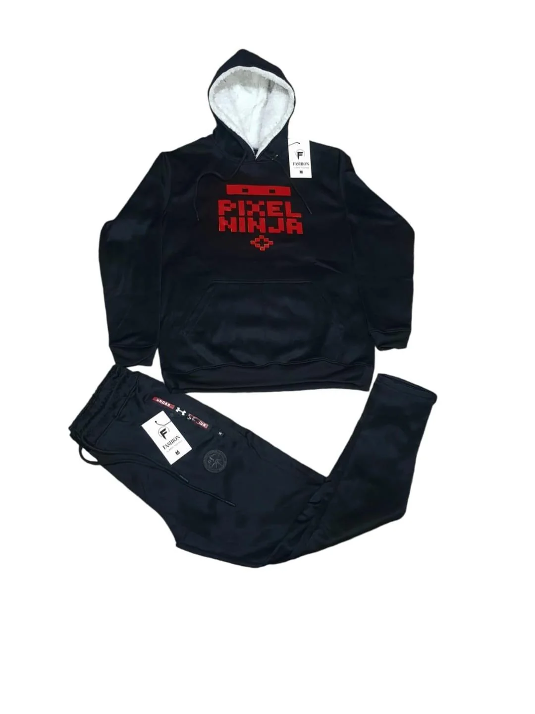 Black Pixel Ninja Hoodie & Pants Set Medium to XL