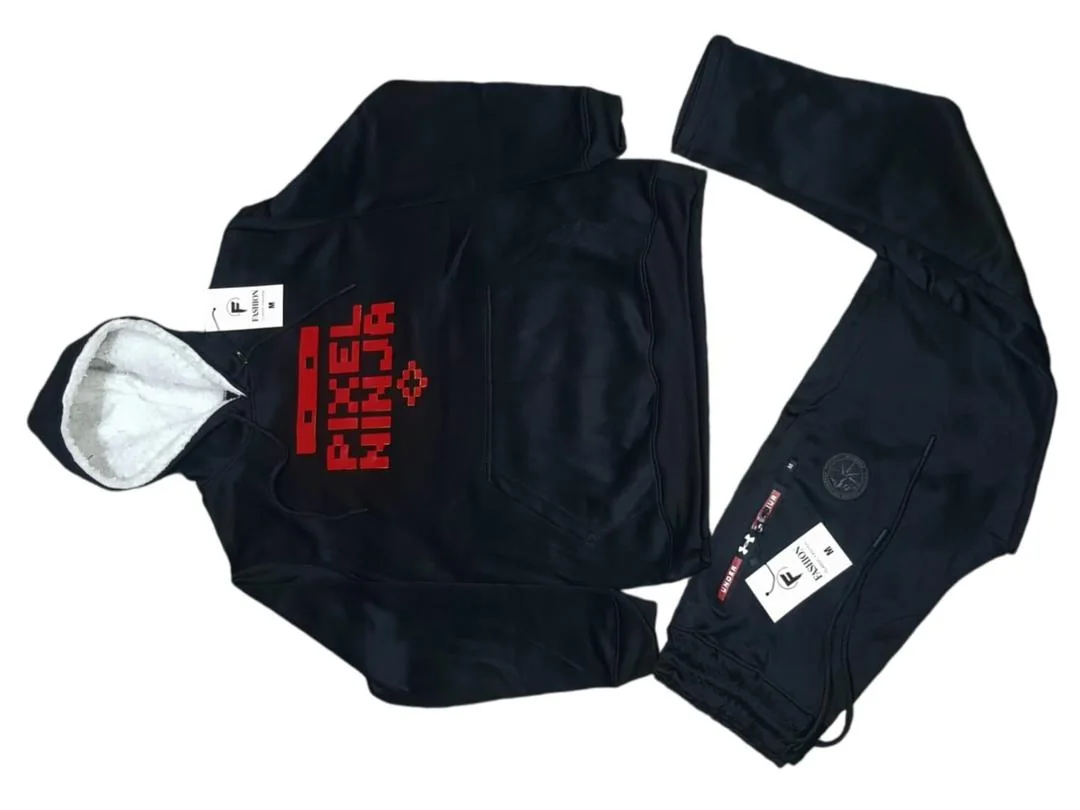 Black Pixel Ninja Hoodie & Pants Set Medium to XL