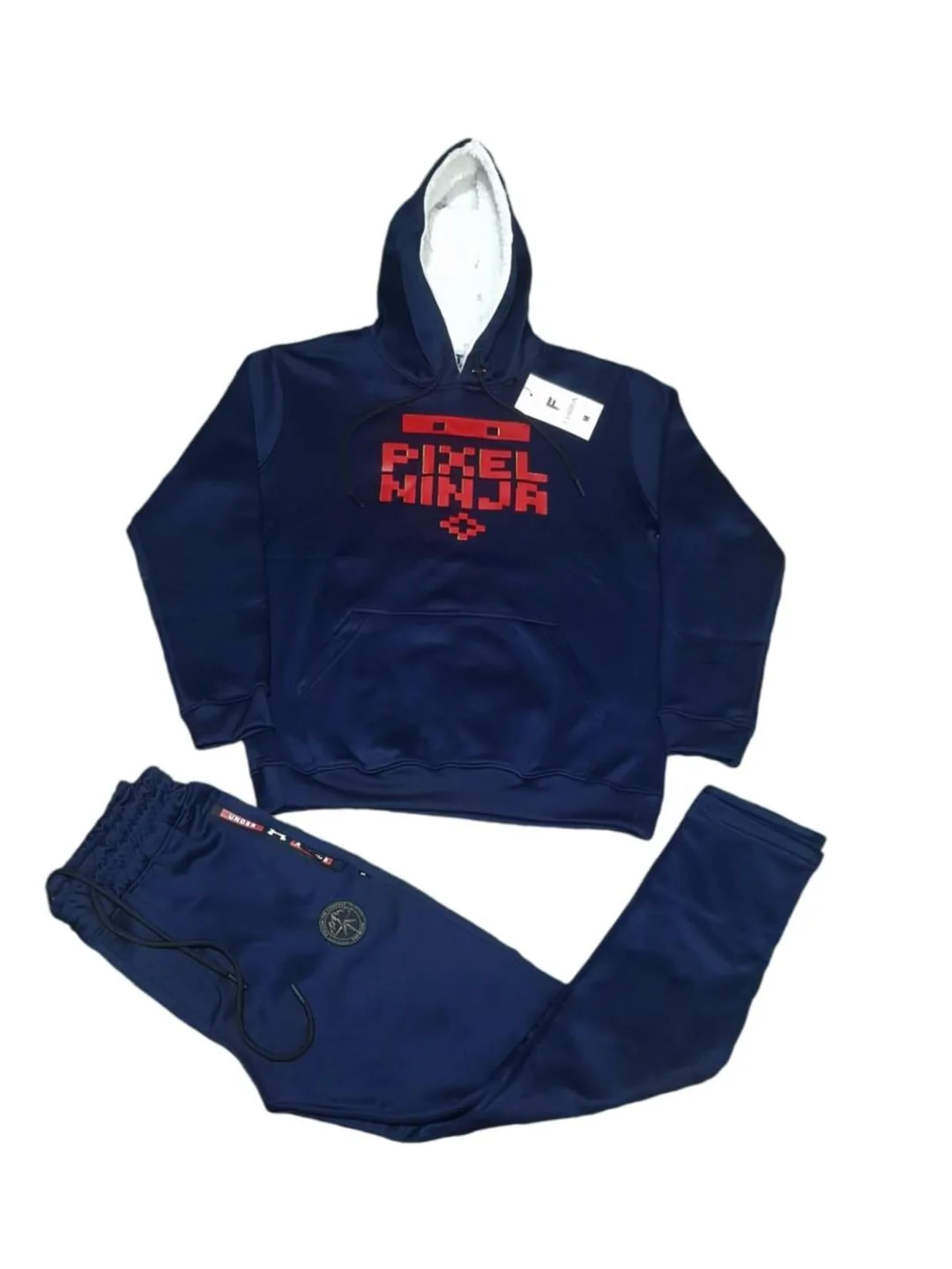 Navy Blue Pixel Ninja Fleece Track Suit for Men