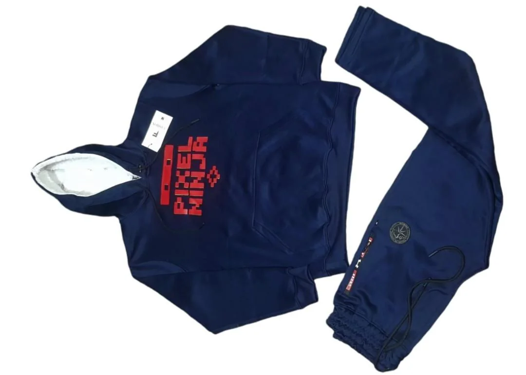 Navy Blue Pixel Ninja Fleece Track Suit for Men