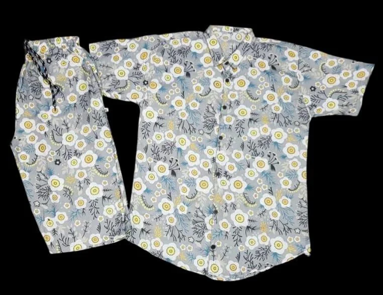 Men Cotton Floral Co-Ord Set Summer Wear