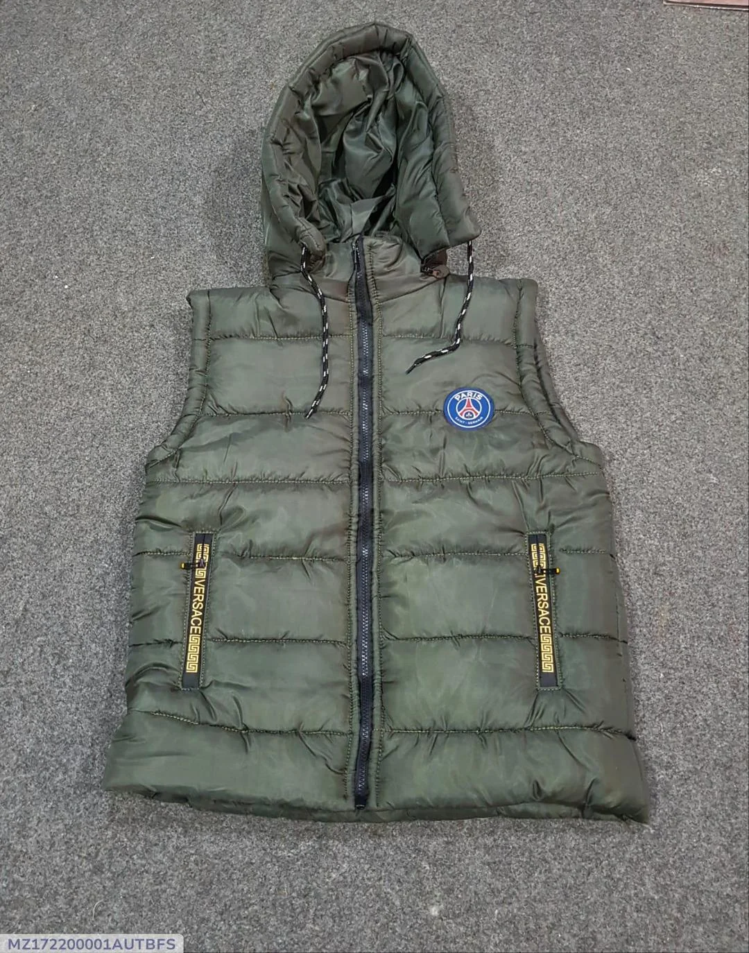 Men Sleeveless Puffer Jacket Green Paris Saint-Germain