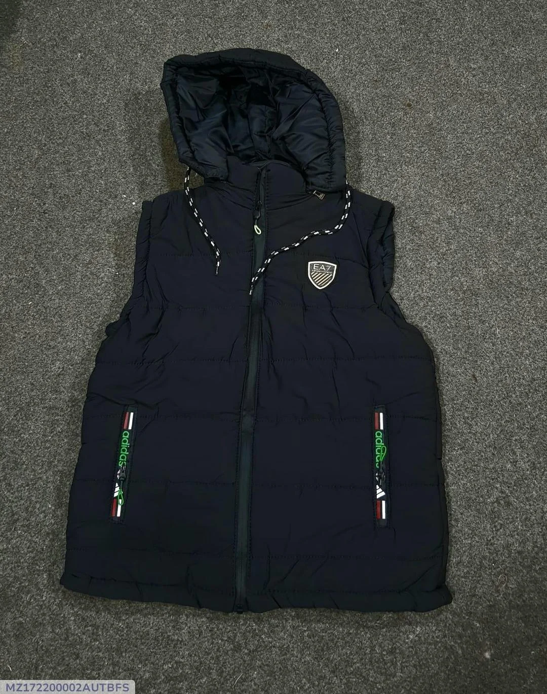 Black Sleeveless Puffer Jacket with Hood for Men