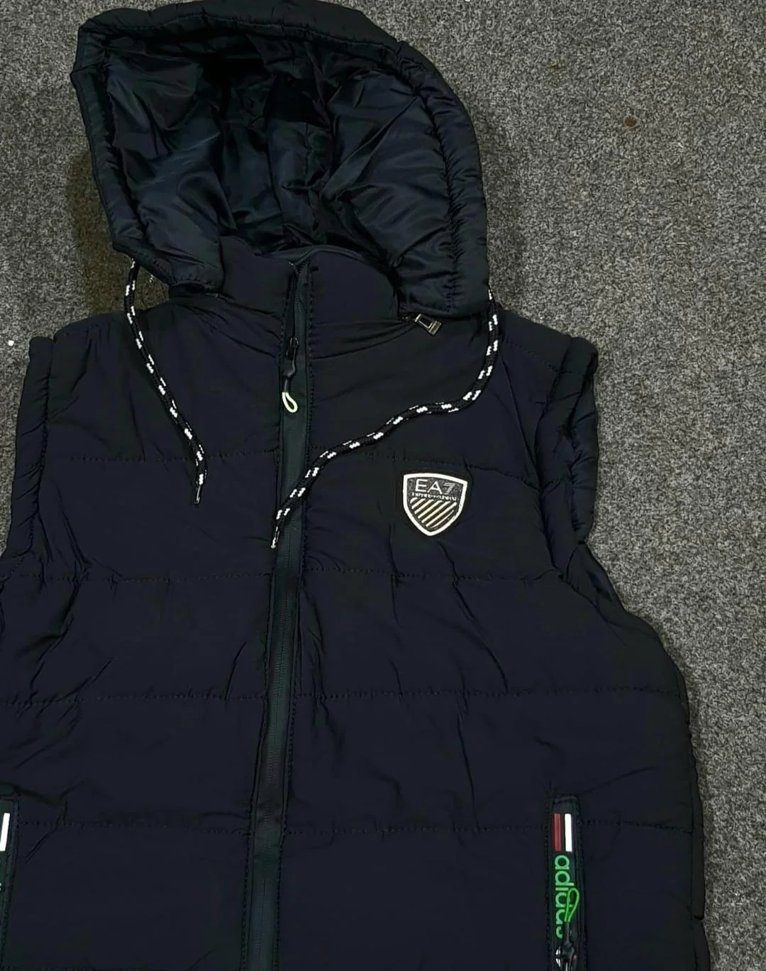 Black Sleeveless Puffer Jacket with Hood for Men
