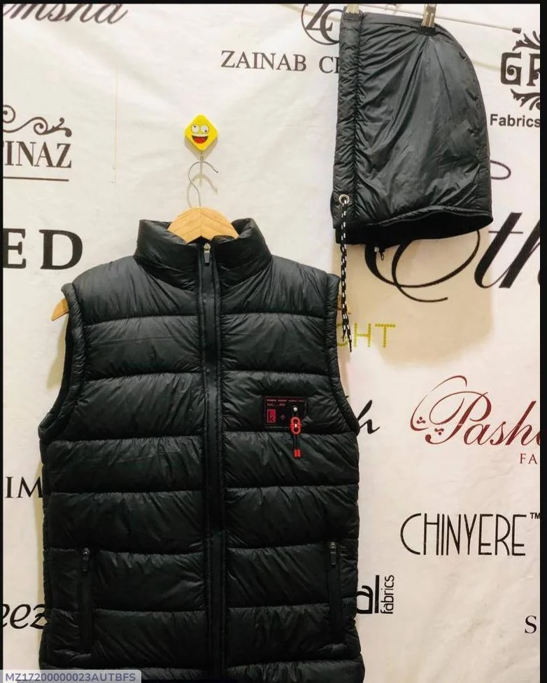 Men's Black Sleeveless Winter Puffer Vest