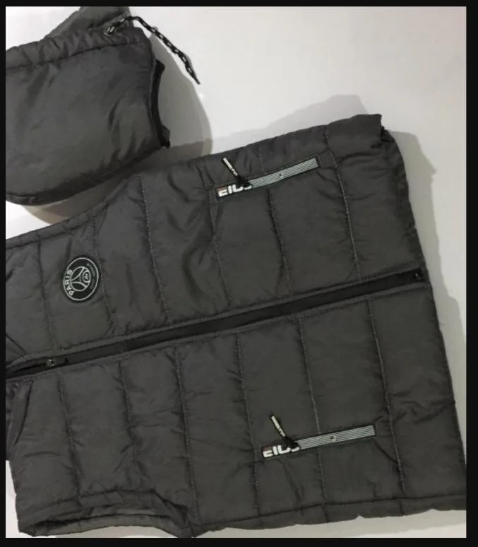 Black Sleeveless Puffer Vest with Paris Logo