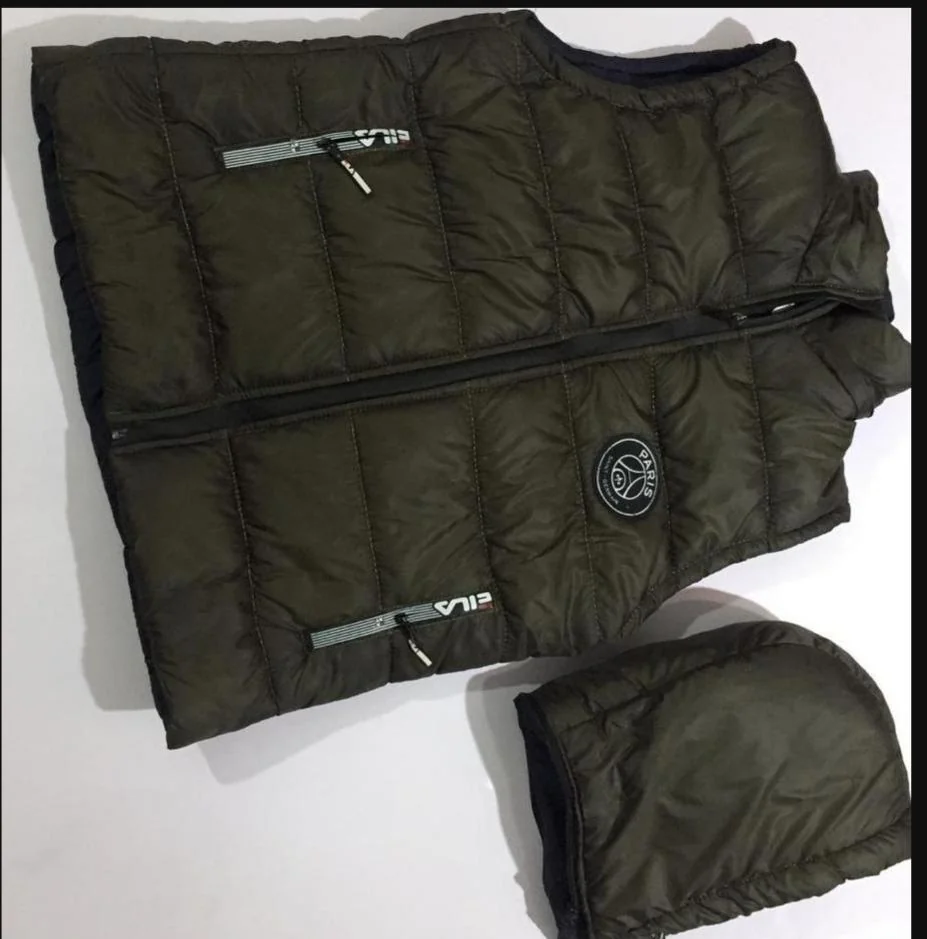 Men's Sleeveless Puffer Jacket Dark Green Parachute Fabric