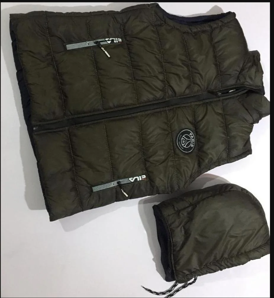 Men's Sleeveless Puffer Jacket Dark Green Parachute Fabric