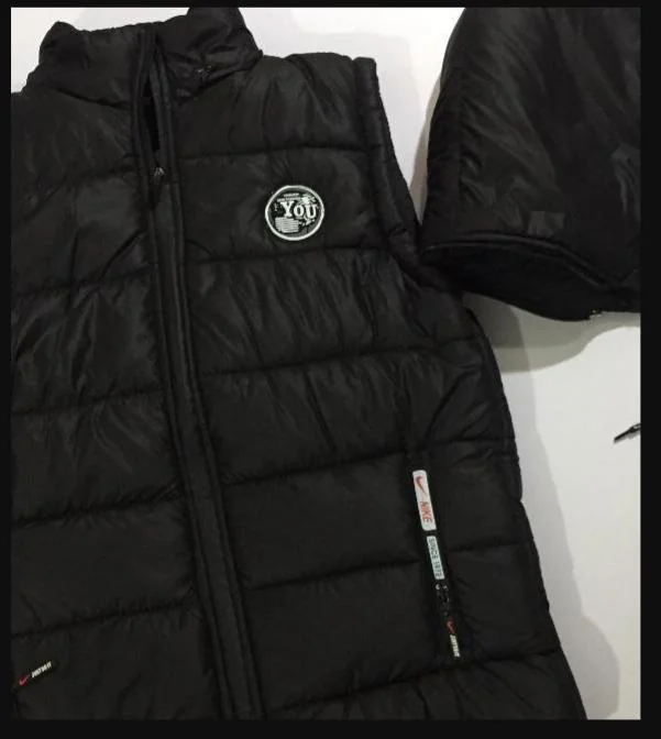 Men's Sleeveless Puffer Jacket Black Detachable Hood