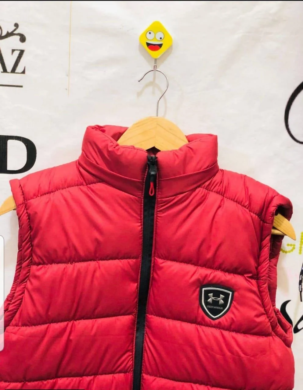 Men's Red Parachute Sleeveless Puffer Jacket with Hood