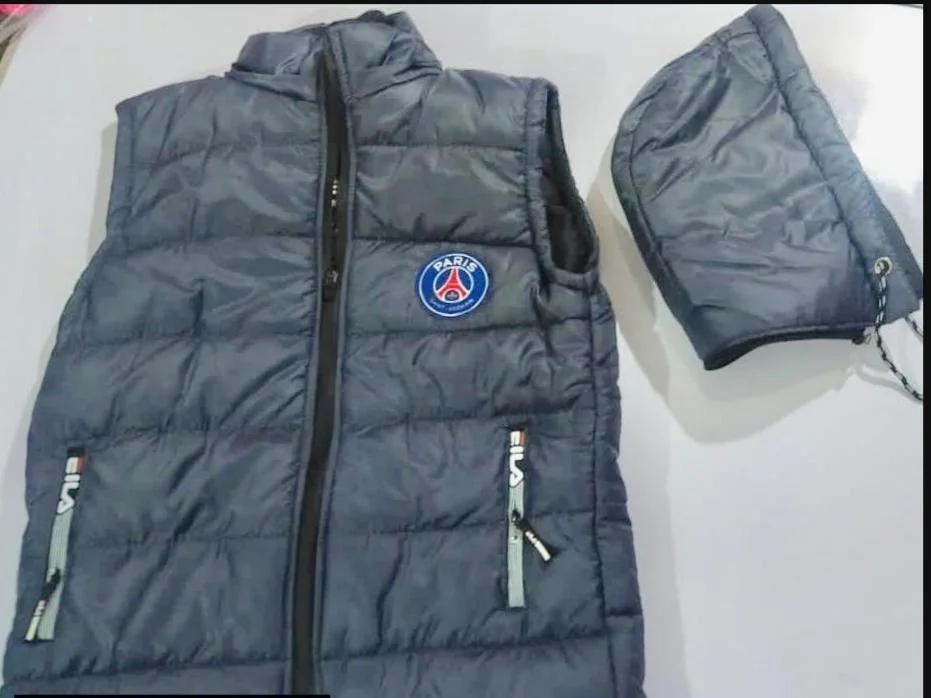 Men's Sleeveless Puffer Jacket Grey Paris Saint-Germain Logo