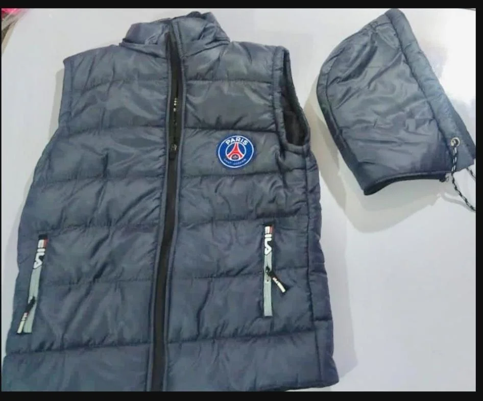 Men's Sleeveless Puffer Jacket Grey Paris Saint-Germain Logo