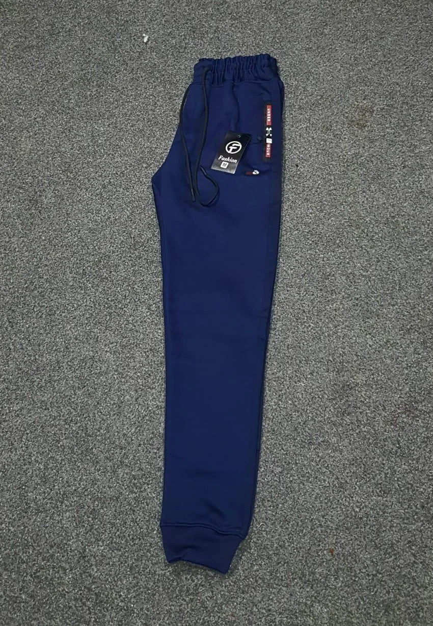 Men Blue Fleece Trousers Stretchable Waistband