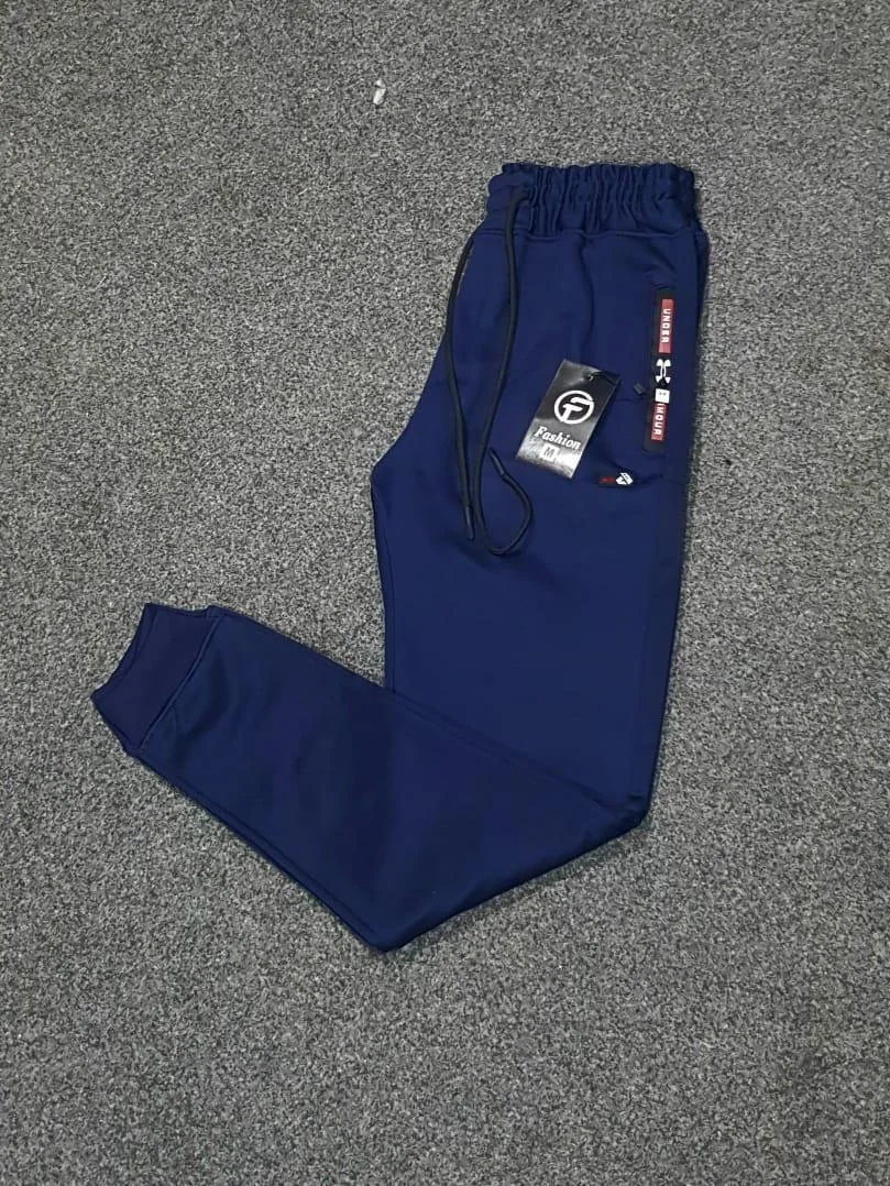 Men Blue Fleece Trousers Stretchable Waistband