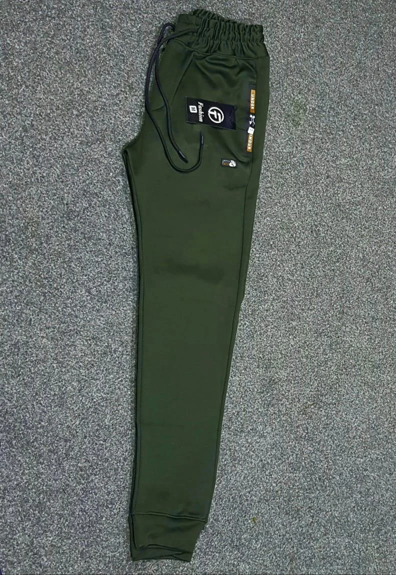 Green Fleece Trousers for Men Winter Casual Wear