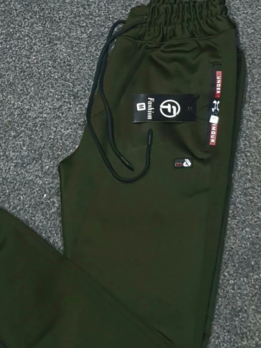 Green Fleece Trousers for Men Winter Casual Wear
