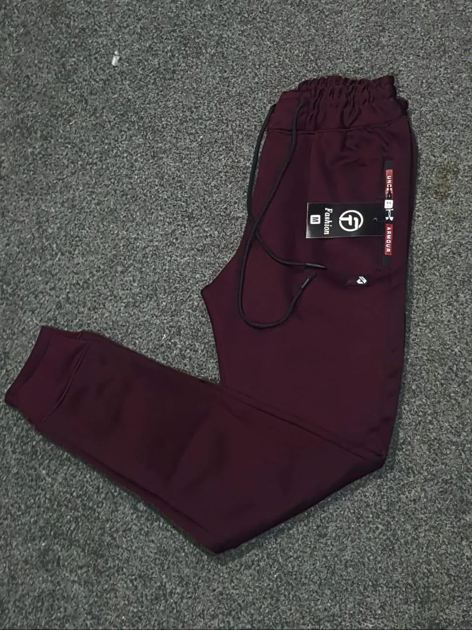 Maroon Fleece Trousers for Men Winter Warm Fit