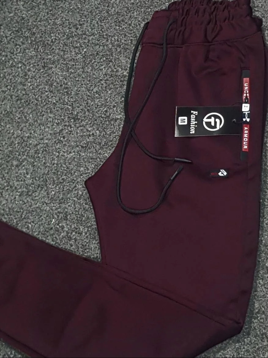 Maroon Fleece Trousers for Men Winter Warm Fit