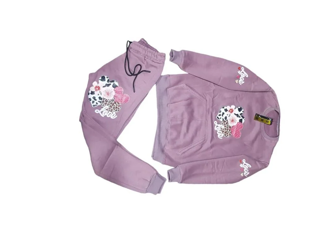 Purple Printed Cotton Tracksuit for Kids 3-10 Years