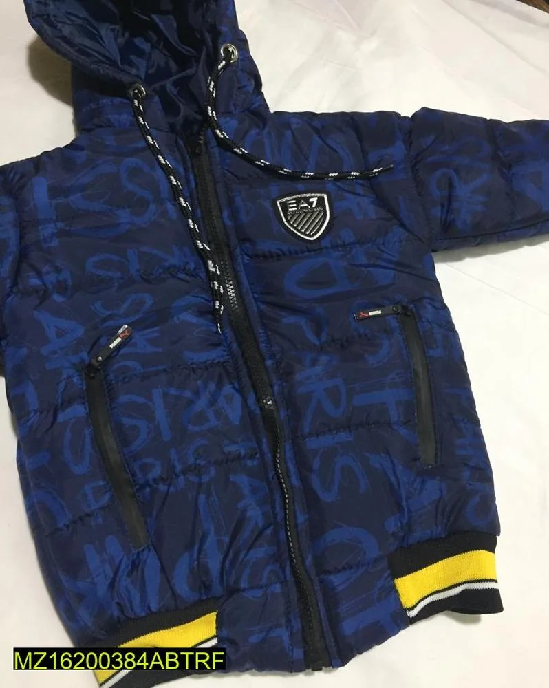 Boy's Blue Puffer Jacket with Yellow Cuffs 2-10 Years