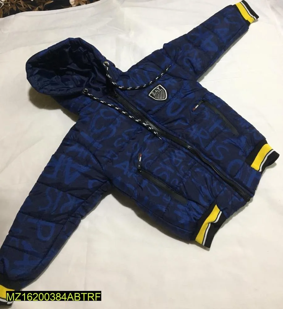 Boy's Blue Puffer Jacket with Yellow Cuffs 2-10 Years