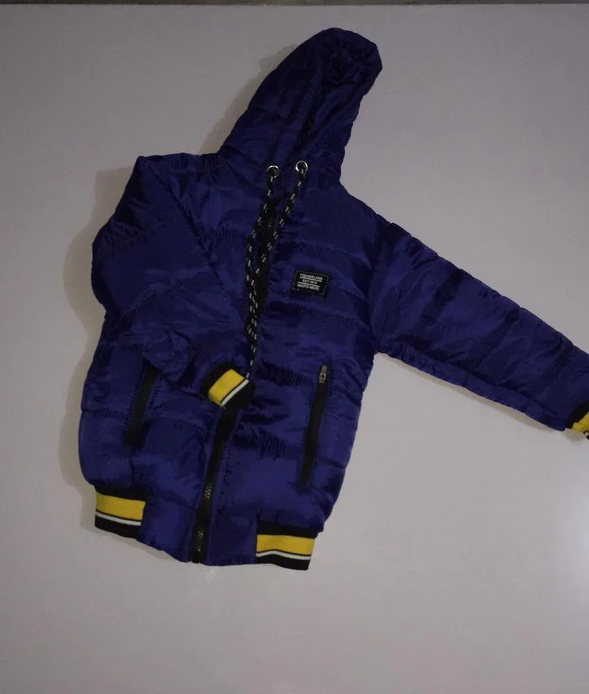 Blue Puffer Jacket for Boys 2-10 Years with Hood & Zip Pockets