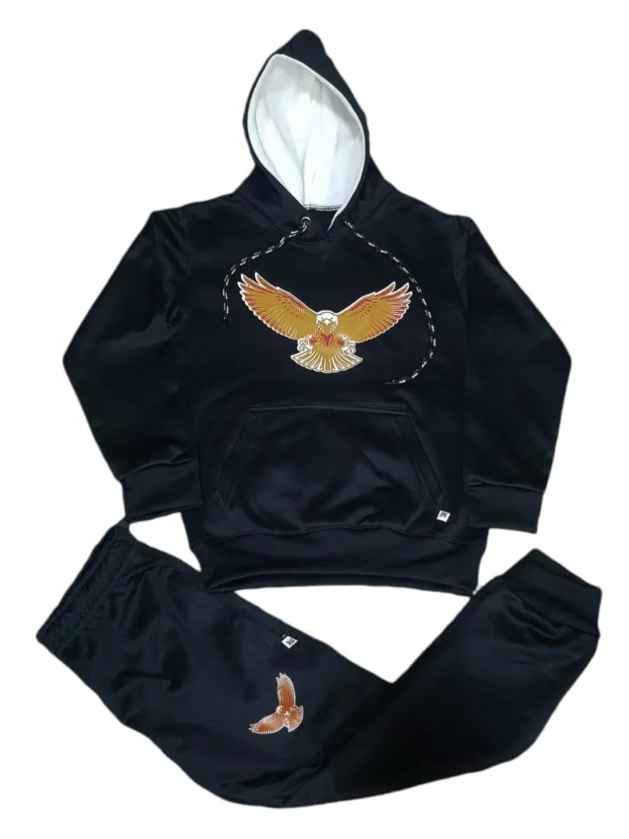 Unisex Fleece Shirt & Trouser Set Black 5-14 Years