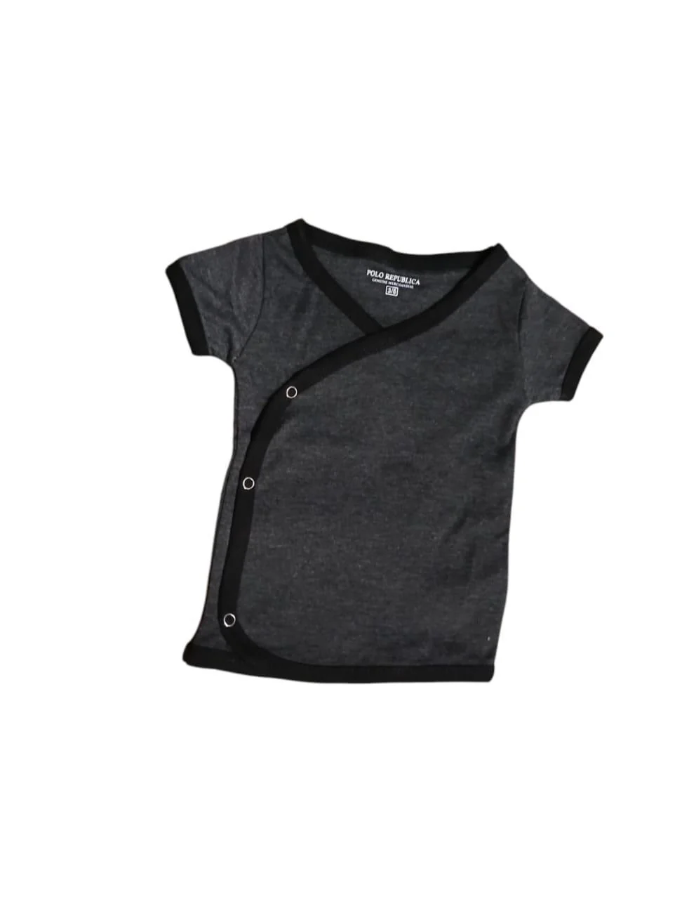 Black Jersey T-Shirt for Baby Boys with Snap Closure