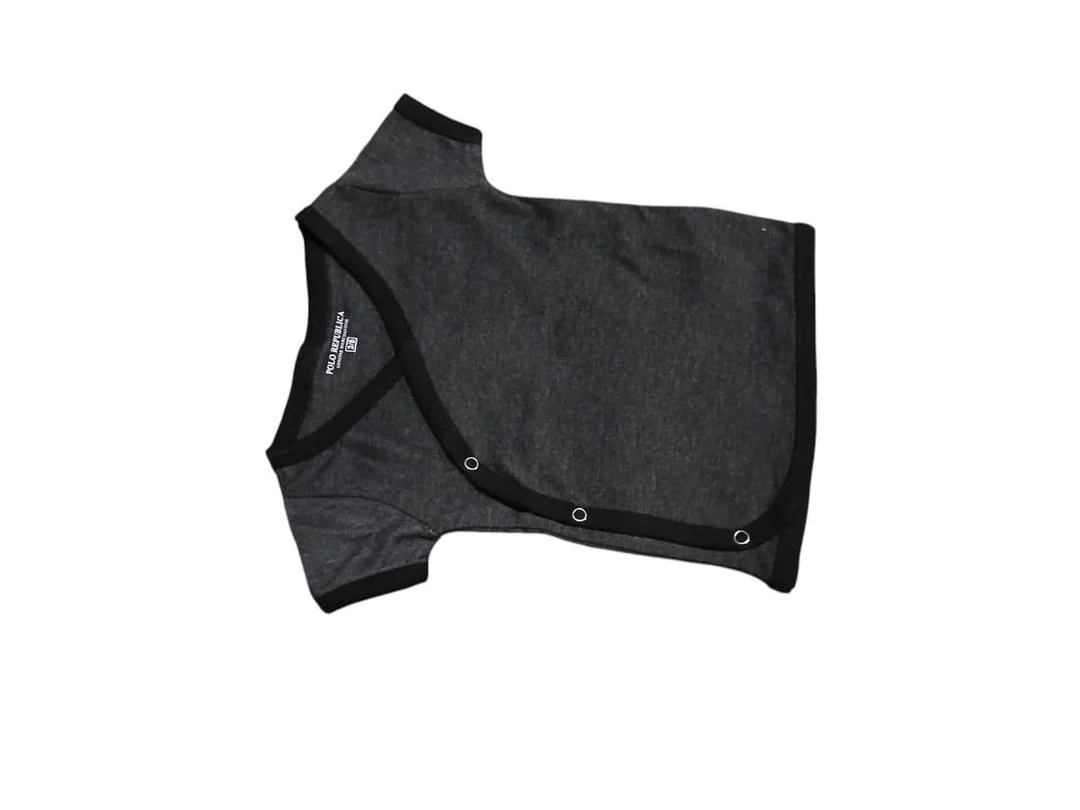 Black Jersey T-Shirt for Baby Boys with Snap Closure
