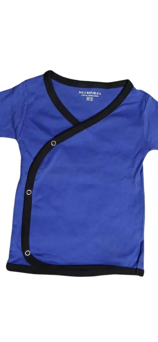 Baby Blue T-Shirt with Black Trim & Snap Buttons