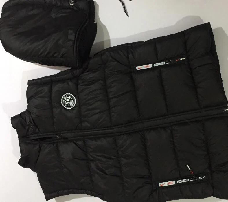 Men's Black Parachute Puffer Vest with Hood