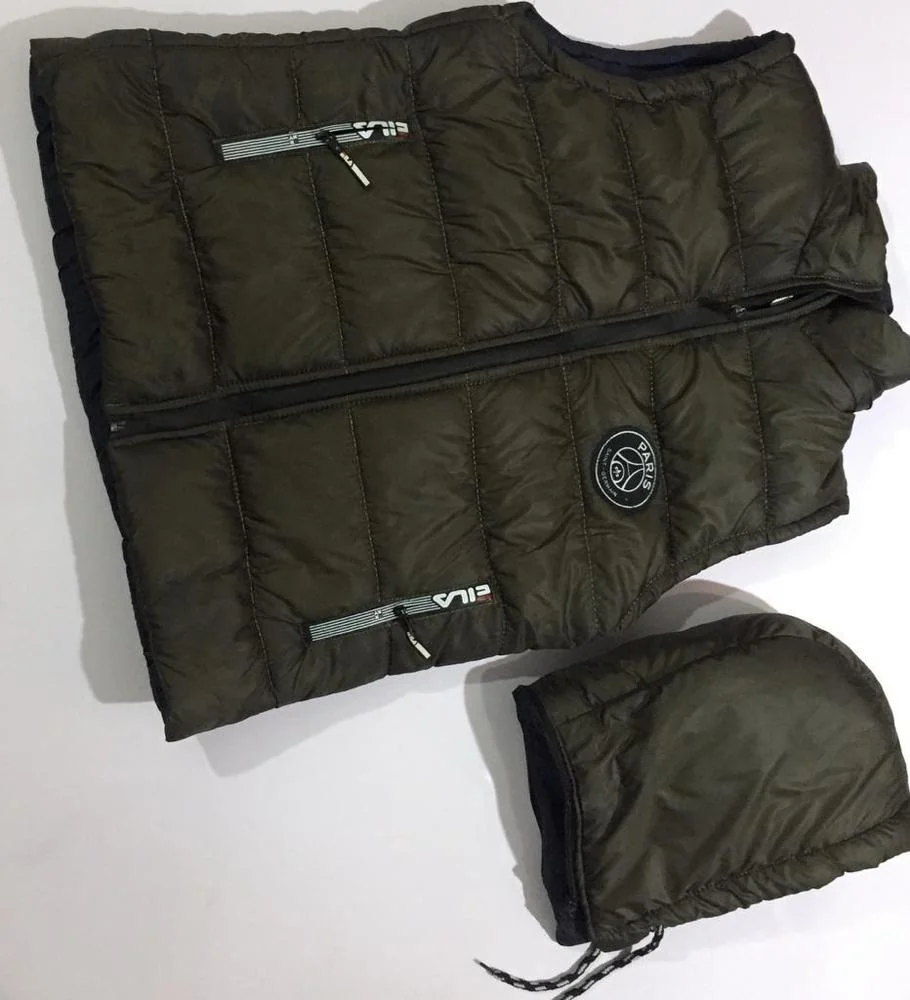 Men's Parachute Puffer Jacket Olive Sleeveless Winter Polyester Filling