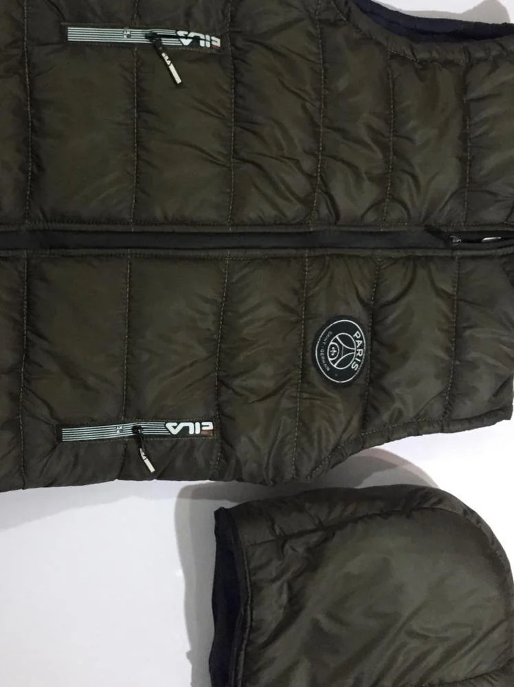 Men's Parachute Puffer Jacket Olive Sleeveless Winter Polyester Filling