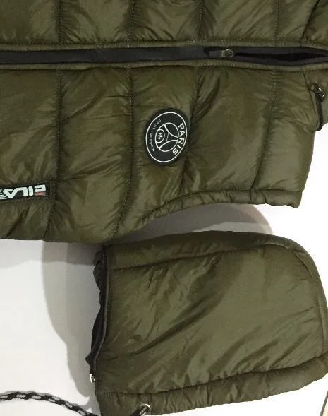 Men's Parachute Puffer Vest Olive Green with Paris Logo