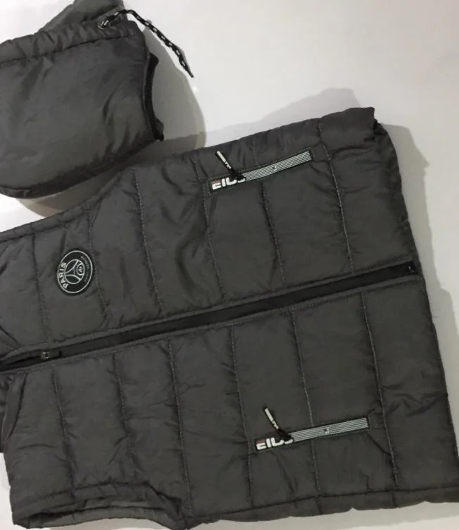 Men's Sleeveless Parachute Jacket Black Winter Warm Parachute Filling