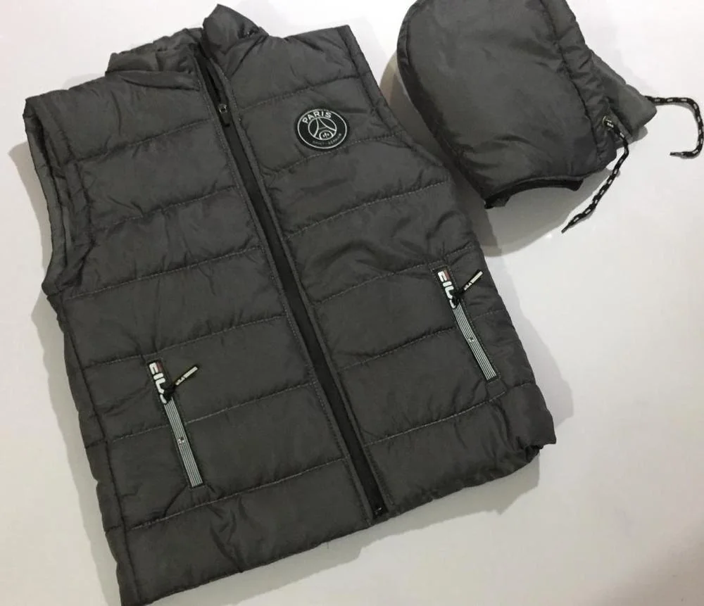 Men's Sleeveless Parachute Jacket Black Winter Warm Parachute Filling