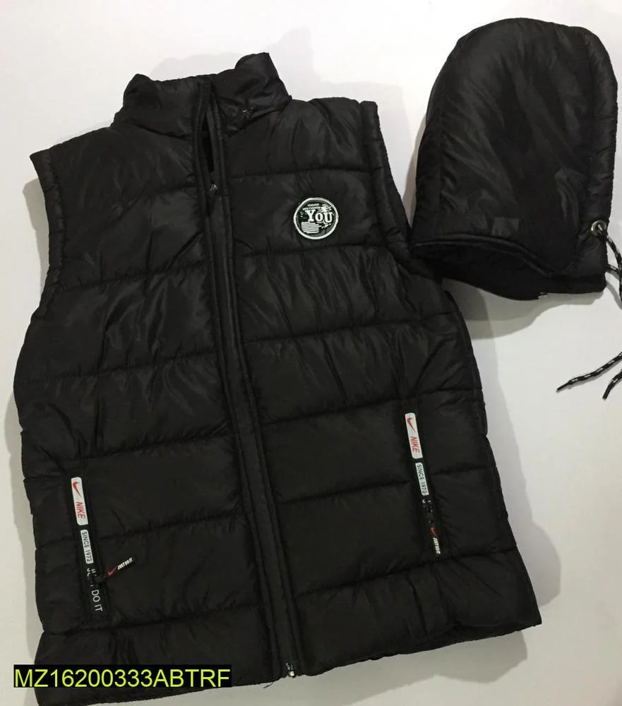 Men's Black Parachute Puffer Vest with Hood