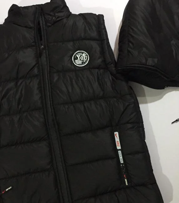 Men's Black Parachute Puffer Vest with Hood