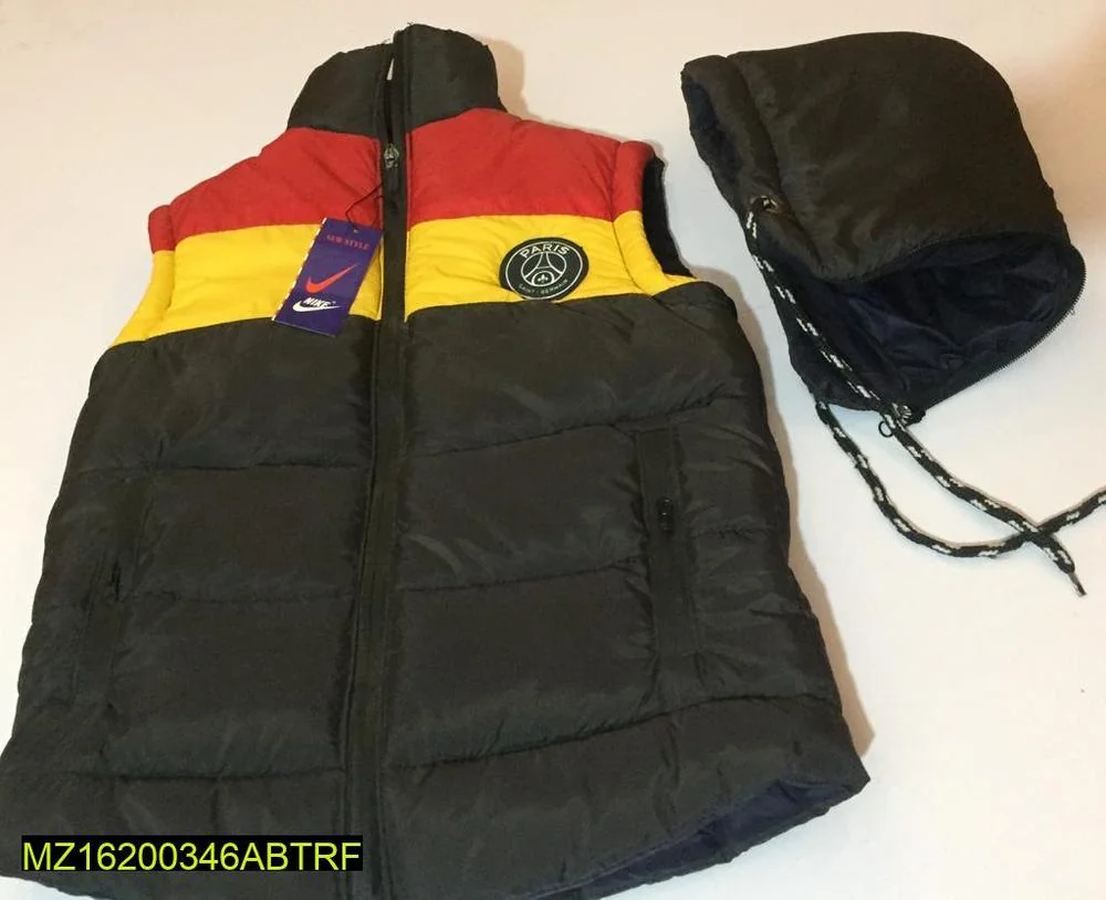 Kids Sleeveless Puffer Jacket Red Yellow Black Hooded