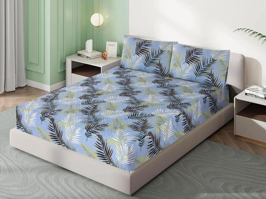 Double Bed Cotton Tropical Leaf Print Set