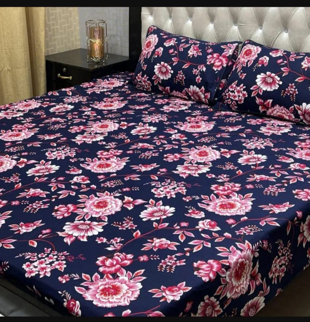 Double Bedsheet Set Floral Print Crystal Cotton 90x97