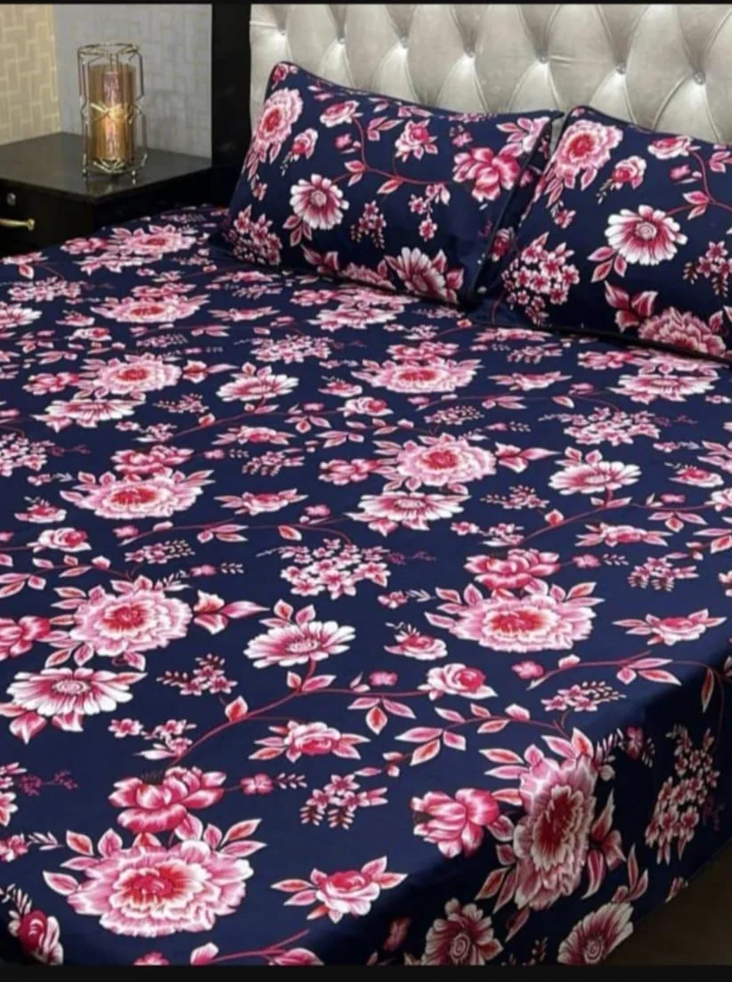 Double Bedsheet Set Floral Print Crystal Cotton 90x97