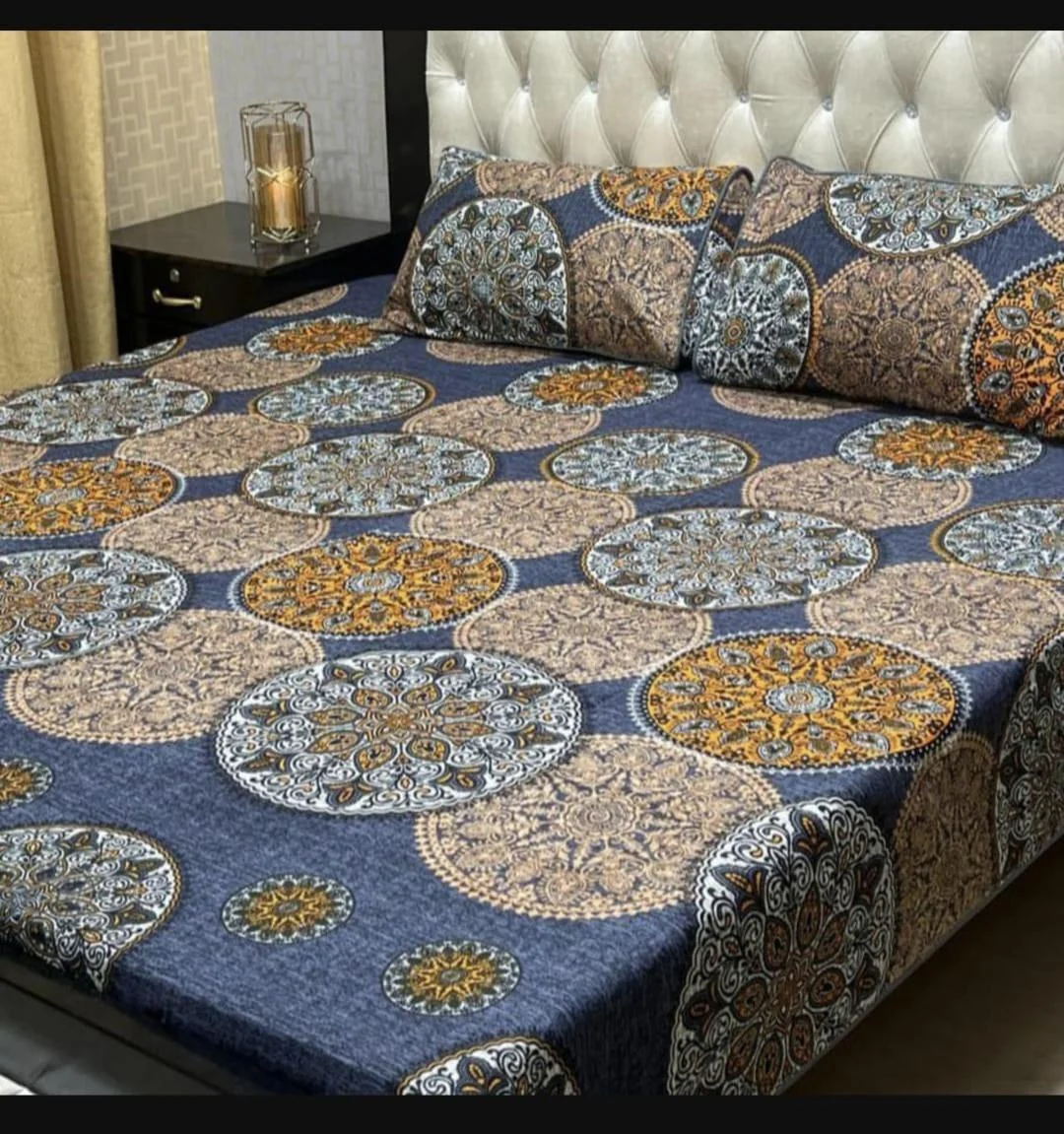 Double Bedsheet Set Crystal Cotton Multicolor Printed 90x97