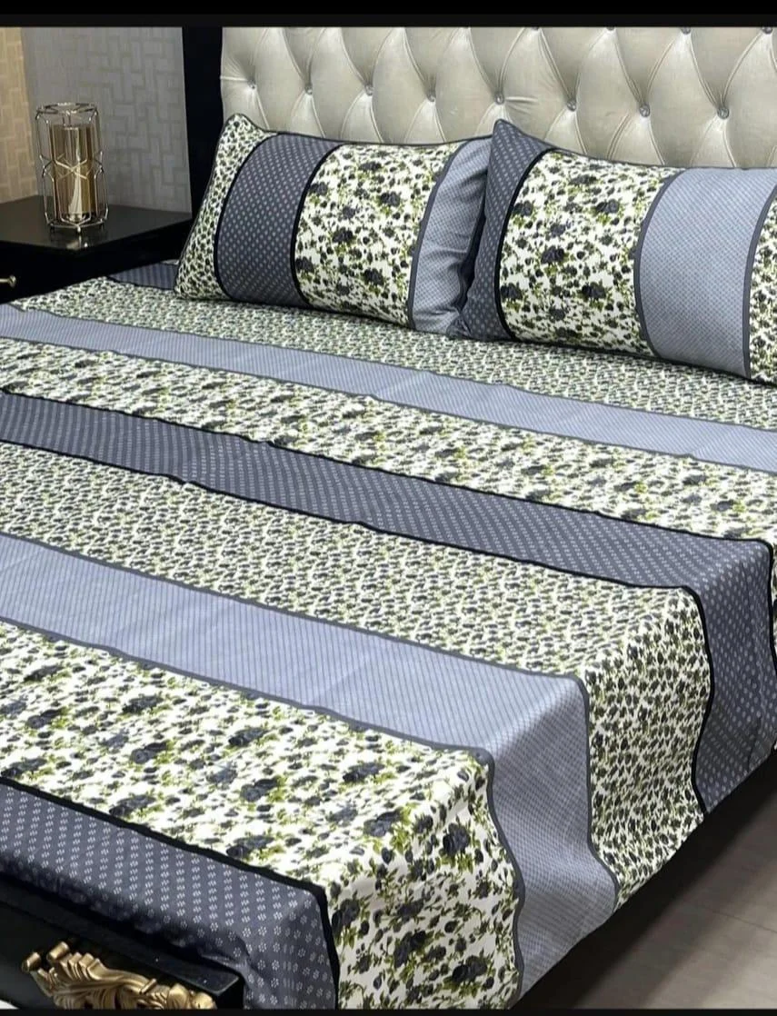 Double Bedsheet Set Crystal Cotton Multicolor Printed 90x97"