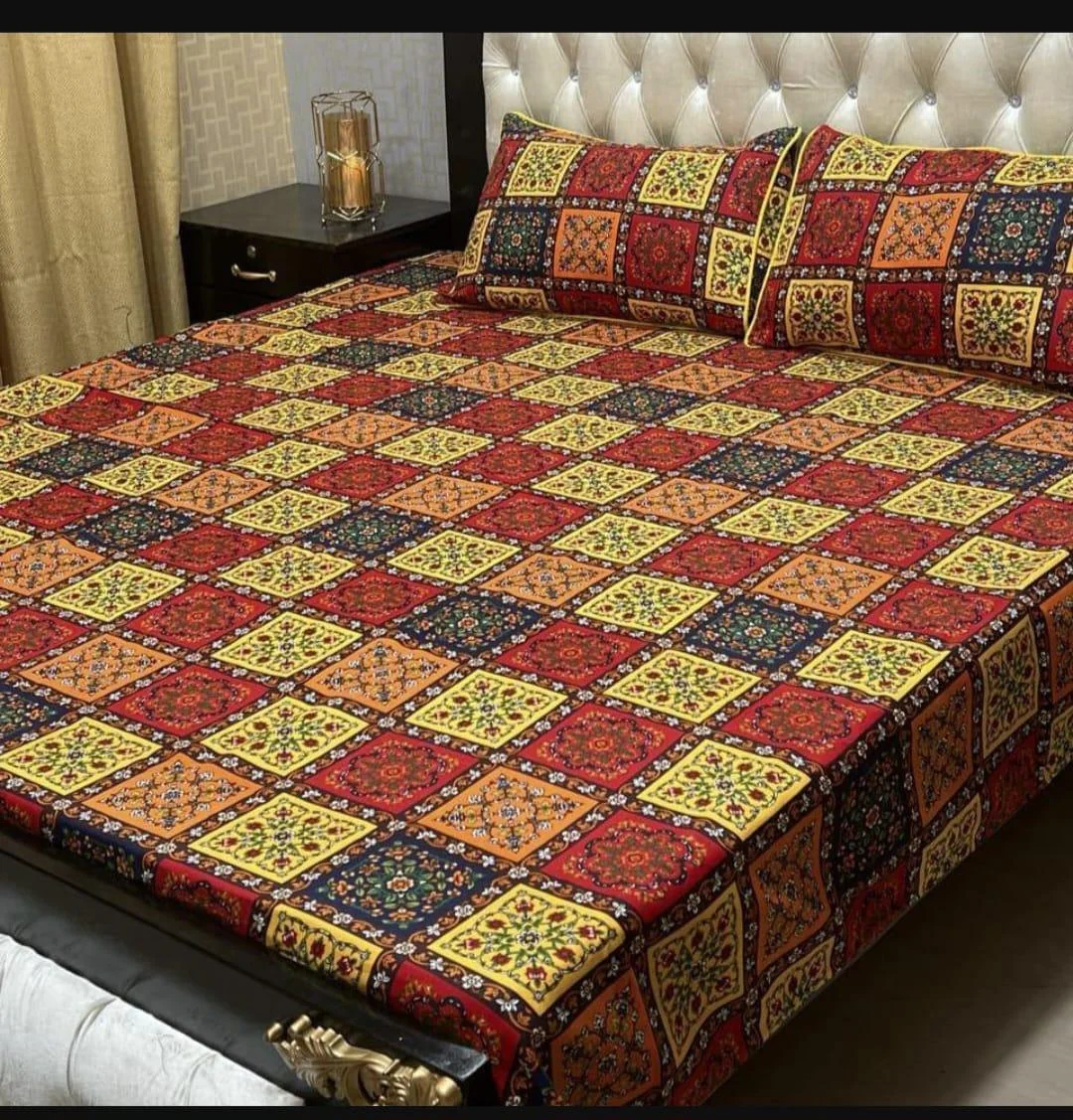 Double Bedsheet Set Crystal Cotton Multicolor Printed