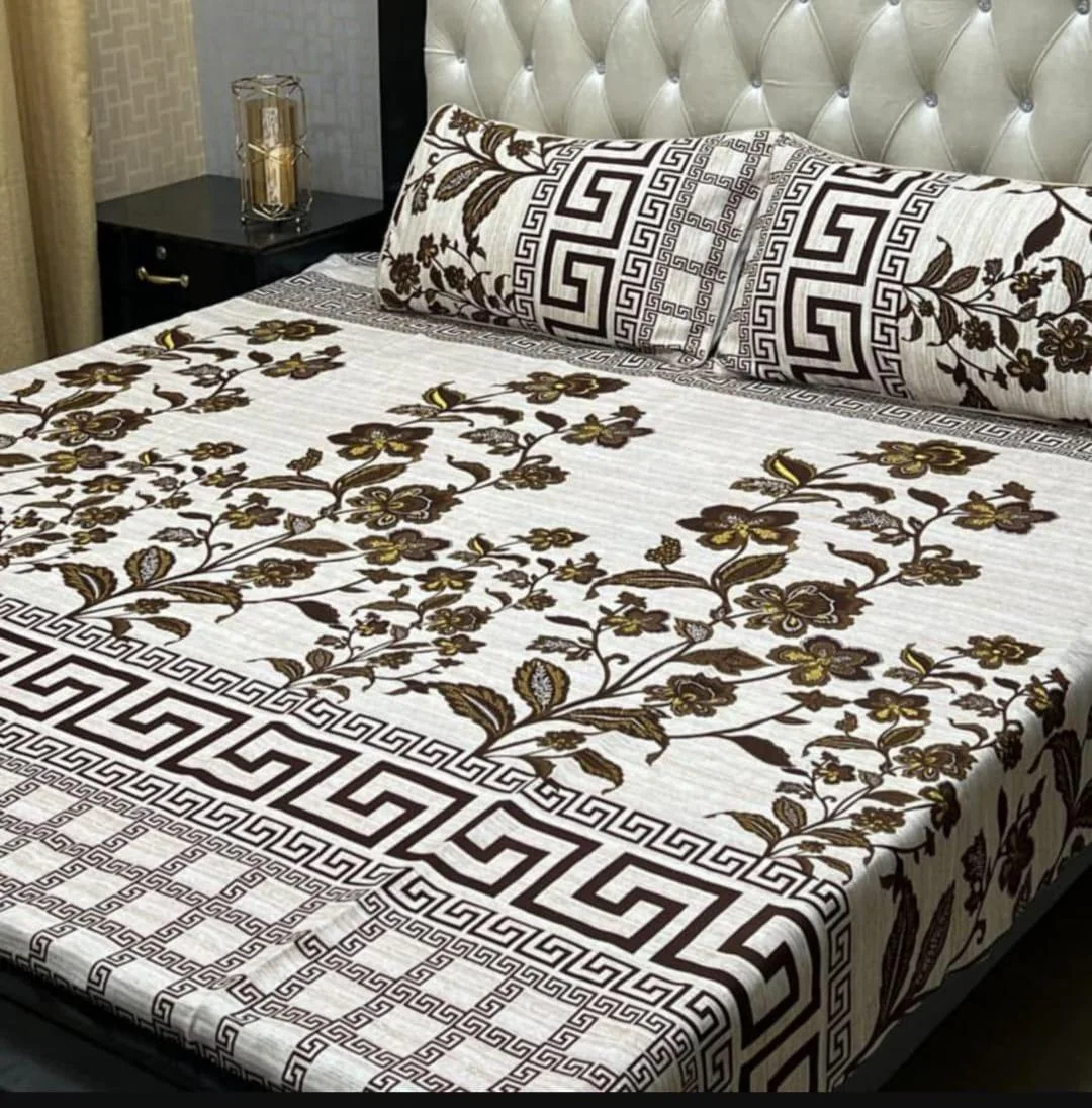 Double Bedsheet Set Crystal Cotton Multicolor Printed 90x97