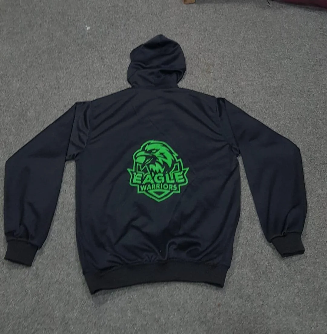 Black Hoodie with Green Emblem Medium to XL