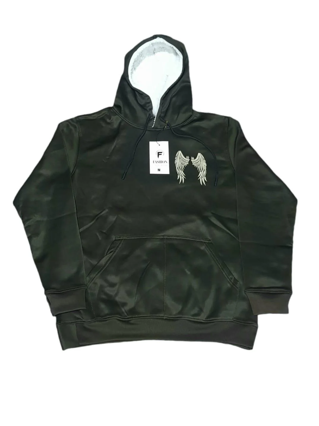 Men's Black Graphic Hoodie with Angel Wing Design