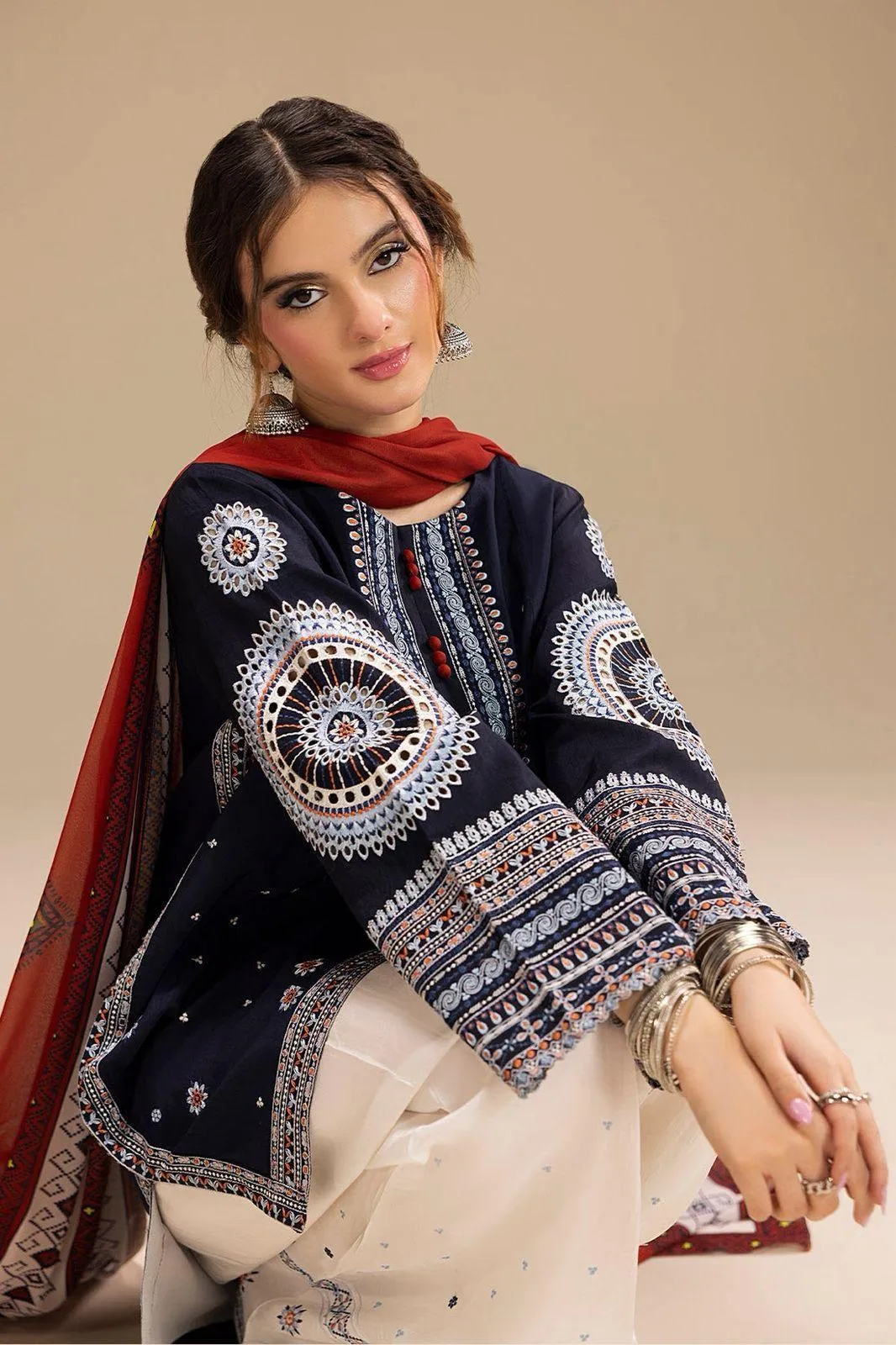 3-Piece Embroidered Lawn Suit for Women Wedding Eid