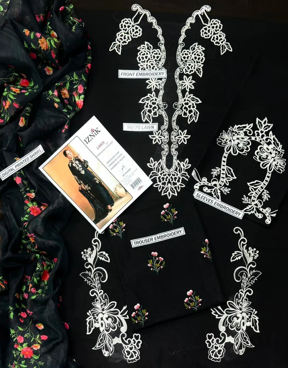 Black Embroidered 3-Piece Suit for Weddings Eid Festive